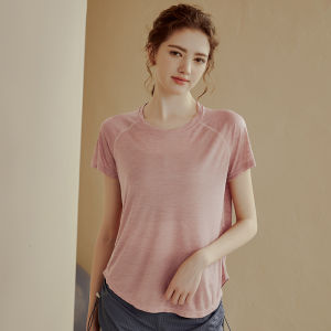 Womens Yoga Sportswear Loose Mesh Patchwork Short Sleeve Running Breathable Elastic Fitness Shirt Quick Dry Moisture Wicking