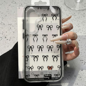 Clear 2in1 Black Bow Case For Samsung A57 A56 A55 5G S26 Ultra A37 A36 A35 A17 A53 A54 A34 A26 S25 S23 S22 S24 Plus Soft Funda