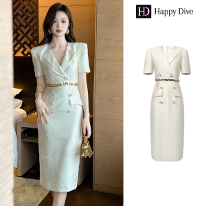 Happy Diva เดรสผู้หญิง เดรสสีครีม เดรสสูท เดรสทำงาน เดรสไฮโซ เดรสวินเทจ เดรสออกงาน เดรสปาร์ตี้ ชุดราตรี 51000