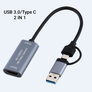 USB 3.0 Video Capture Card 4K HDMI to USB/Type-C Game Grabber Record Video Audio Recording for Switch Xbox PS4/5 Live Broadcast