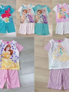 Girls Princess Home Clothes Set Short Sleeve Seven-Piece Pants Two-Piece Set Cartoon Animation Casual Style Summer Thin Material