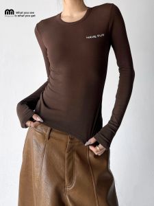 MUYUZI | Alphabet Printed Fitted Slimming New Hot Womens Long Sleeve T-Shirt