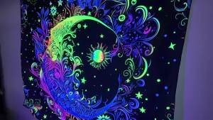 TEMU ผ้าพรมพิมพ์ดิจิตอล ผ้าตกแต่งผนังพื้นหลัง ผ้าแขวนเรืองแสง