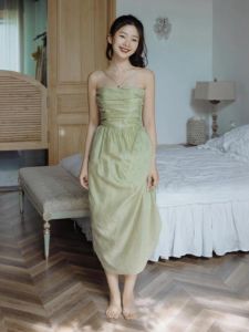 Beach Vacation Photohoot Dopaamine Island Style Beach Skirt Formal Occasion Tube Top Mini Dress Classical Style Waist Cinched Sleeveless