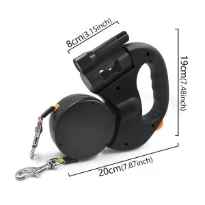 Automatic retractable two-end pet leash Dog leash with flashlight easy to with LED Light Pet Dog Leash for Small Medium Dogs