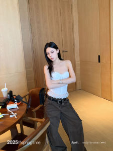 เสื้อกั๊กเกาะอกผ้าลูกไม้รัดรูปสไตล์กระดูกปลา SUNONEONE สำหรับผู้หญิงในฤดูใบไม้ผลิ พร้อมแผ่นเสริมหน้าอก สไตล์สาวฮอต Pure Desire เสื้อผ้าทำงาน