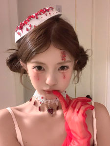 Gothic Style Blood Drop Red Diamond Mini Hat Hair Clip Womens Dark Punk Fashion Hair Accessories Headwear Party Props