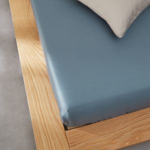 1pc Blue Color Fitted Sheet100%Lyocell Fiber Mattress Cover with 360 BandsSolid Silky Bed Linens For 1.2/1.5/1.8m Bed