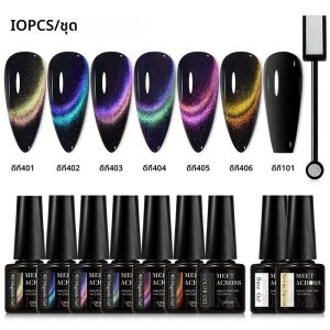 พบกับข้าม 7ml 9D Magnetic GEL เล็บชุด Glitter Double Rainbow Magnetic Nail Art GEL ชุดสําหรับเล็บ DIY Vernis