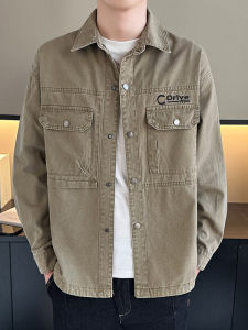 Retro Cowboy Jacket for Men Spring Autumn Youth Fashion Workwear Shirt
