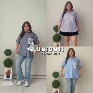 UNION11 - KEMEJA BORDIR WANITA LD 126 TANGAN PENDEK | ATASAN WANITA JUMBO XXXL MUAT BB 90 KG CLARIS