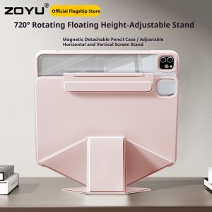 ZOYU iPad 10/11th Increase Height Bracket Case Rotate 360° Detachable Transparent Back Case iPad Pro 11 12.9 Air 4/5th mini 6/7