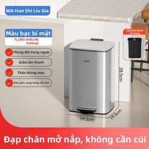 HANSHILIUJIA | Thùng Rác Inox Dung Lượng Lớn Có Nắp và Pedal Bằng Chân