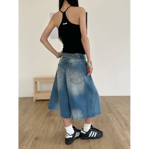 WILDAZI | Retro Street Buckle 7/8 Length Wide Leg Denim Jeans