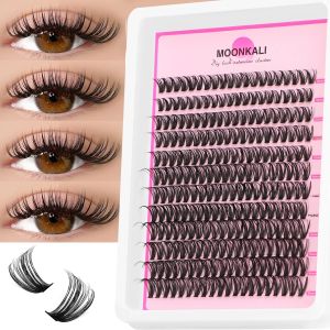 Bộ Dụng Cụ Nối Mi Tự Làm MOONKALI Với Cụm Mi Volume 100P 80P 40P Mi Lẻ Tạo Hiệu Ứng Mi Dày