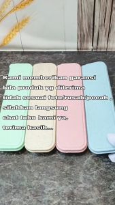 Bahan PP Jerami Gandum 3pcs Sendok Makan Dengan Kotak Sumpit Garpu Sendok Korrea Set BPA Free