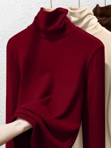 Wine Red Thermal Padded Turtleneck Sweater