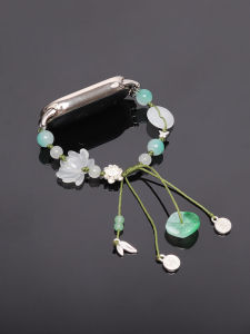 Dây Đeo Cổ Tay Dây Thừng Phong Cách Trung Hoa Mới Cho Xiaomi Mi Band 10/9/8/7/6 NFC Dây Đeo Cổ Tay Vòng Tay Dây Thừng Hoa Sen