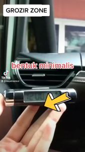 Jam Mobil Digital Tempel Ada Termometer Suhu Kabin Unik Pasang Di Dashboard Lubang AC LED Menyala SM