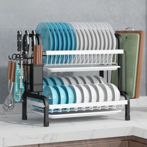H971 Rak Piring & Mangkok 2 Tingkat / Tempat Pengering Piring & Mangkok / Rak Dapur Multifungsi / Peralatan Dapur