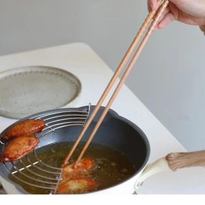 1 Pair Japanese Extra Long Wooden Chopsticks Polished Beech Wood Fried Food Noodle Anti-slip Chopsticks Kitchen Cooking Tools