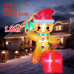 Người Bánh Gừng Bơm Hơi 18M Trang Trí Giáng Sinh Với Đèn LED Tích Hợp Hộp Quà Tặng Dùng Được Trong Nhà Và Ngoài Trời Sân Vườn Bãi Cỏ Quảng Trường