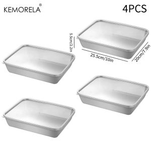 1/2/4/6PCS Stainless Steel Food Storage Containers Set with Transparent Lids Stackable for Meat Fruits Veggies Camping Kitchen