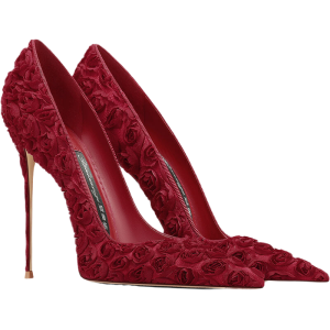 รองเท้าส้นสูงสีแดง กันหนาว 2025 รองเท้าแต่งงานหัวแหลม เส้นใยไตรอะซิเตท รองเท้าส้นสูงแบบสวมหัวแหลมสำหรับผู้หญิง