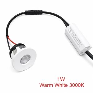 1W Mini Spotlight Recessed Ceiling Showcase Display Under-Cabinet Lights Fixture with LED Driver Warm White Lighting White Shell