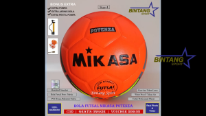 Bola Futsal Original Mikasa Potenza Size 4 Model Press Mesin Bahan Kulit PU Kualitas Tinggi