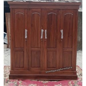 Lemari Pakaian 4 Pintu Srebet Kayu Jati Trinityjayafurniture