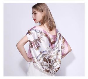 Khăn Quàng Cổ Hình Vuông Mỏng Màu Đen Trắng Họa Tiết 90x90cm Dành Cho Nữ Chất Liệu Polyester Phụ Kiện Thời Trang Thường Ngày Cho Mùa Xuân Thu Đông