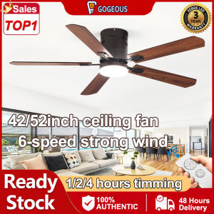 GOGEOUS 52inch Nordic ceiling fan with light modern 3 colors dimming 6 speed wind industrial ceiling fan heavy duty DC Motor Silent ceiling fan with led light with remote ceiling fan big size for living room bedroom dining room