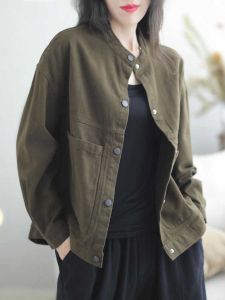 Big Sale Leak-Picking Womens Clothing Outwear Autumn New Arrival Retro Loose Cotton All-Matching Fashion Casual Niche Style Jacket Tops