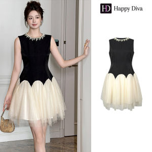 Happy Diva ชุดเดรสสีดำแขนกุดสำหรับงานแต่งงานและปาร์ตี้อย่างเป็นทางการ 9782