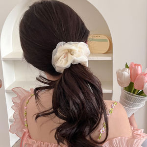 Rose Double Layer Hair Rope Hair Bands For Girls Mesh Large Hair Ties Rope Women Hair Ornament