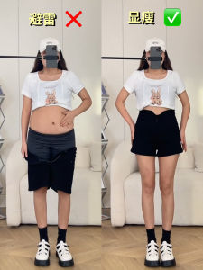 High-Waisted Black A-Line Cotton Denim Shorts for Women Summer Style Plus Size Slimming Leggings With Button Details