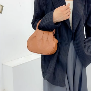 Ladies Fashion Mini Handheld Bag Vertical Pleats Design Lightweight Multi Color Daily Casual Mini Hand Bag With Smooth Metal Hardware