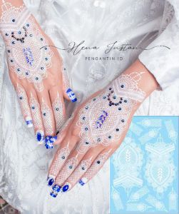 Hena Tempel Pengantin 1Set Putih Kanan Kiri Fre Manik dan gliter