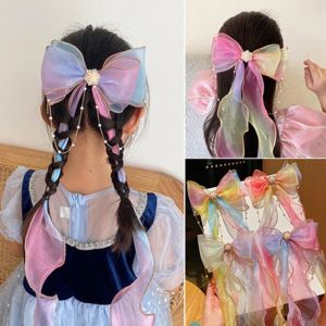 Korean Bowknot Hair Clip for Kids Girl Childrens Braided Hair Ropes Ribbon Chiffon Hair Accessories