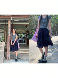 NIHAOKANONG | Chân Váy Xòe Đa Lớp Voan Ruffle Dây Kéo