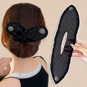 Womens Net Yarn Bow Rabbit Ear Headband Roller Magic Twisted Hairstyle Band 2023 New Fashion Hair Accessories