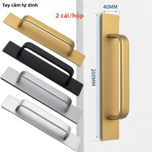 2 Chiếc Tự Dính Hợp Kim Nhôm Tủ Tay Cầm Ngăn Kéo Không Khoan Dính Hiện Đại Tủ Quần Áo Nhà Bếp Người Trợ Giúp 200mm X 40mm