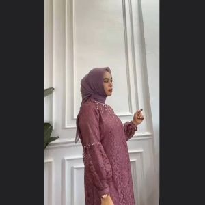 IVELDA Gamis brukat mermaid payet mutiara crystal mewah utk pesta kondangan lebaran