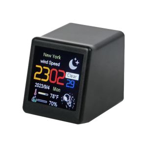 Đồng Hồ Thông Minh MINI WiFi Trạm Dự Báo Thời Tiết Đồng Hồ Để Bàn Kỹ Thuật Số Với Các Hoạt Hình GIF Dễ Thương Tự Thiết Kế Và Các Tính Năng Chơi Game