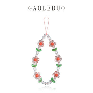 Gaoleduo Original Handmade Floral Phone Chain for Women Camera Beads Bracelet Anti-Loss Earphone Case Bag Decorative Pendant