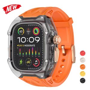 Modification Kit Transparent Protective Case+TPU Strap Suitable for Apple Watch Ultra 9 Strap Suitable for iWatch Series 9 8 7 10 6 5 4 45mm 44mm 49mm in Stock