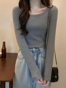 Sweet And Spicy Womens Slim Fit round Neck Base Shirt T-Shirt Casual Outerwear Spring Trendy Long Sleeve Commute Style