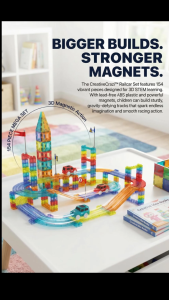 CreativeCrazi Mega Magnet Maze Raceway 63/154pc - Creative Building & Racing Toy for Kids