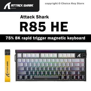 ATTACK SHARK | ATTACK SHARK R85 HE 75% Wired Magnetic Keyboard 8000Hz Rapid Trigger RGB Lightbox Hall Effect Low Latency Gaming Keyboard